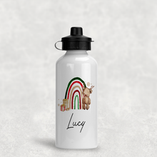 Load image into Gallery viewer, Reindeer Bear Rainbow Christmas Personalised Aluminium Water Bottle 400/600ml
