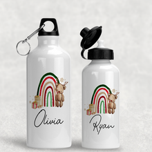 Load image into Gallery viewer, Reindeer Bear Rainbow Christmas Personalised Aluminium Water Bottle 400/600ml
