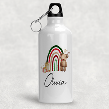 Load image into Gallery viewer, Reindeer Bear Rainbow Christmas Personalised Aluminium Water Bottle 400/600ml
