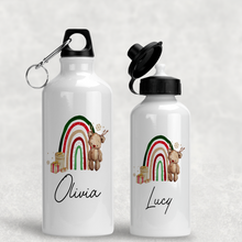 Load image into Gallery viewer, Reindeer Bear Rainbow Christmas Personalised Aluminium Water Bottle 400/600ml
