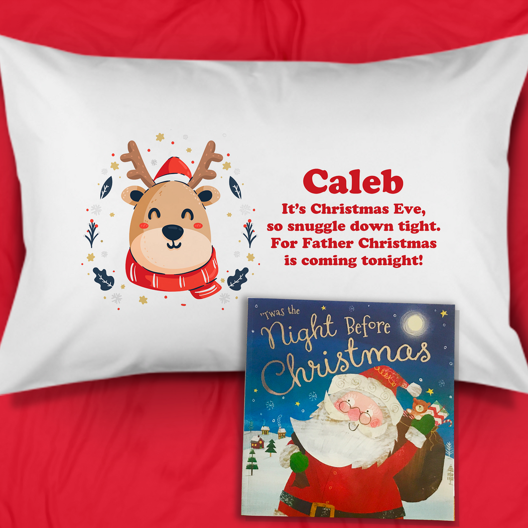 Reindeer Personalised Christmas Eve Pillow Case & Book - Christmas - Molly Dolly Crafts