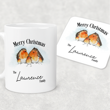 Load image into Gallery viewer, Robin Family Personalised Christmas Eve Mug and Coaster Set
