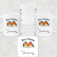 Load image into Gallery viewer, Robin Family Personalised Christmas Eve Mug and Coaster Set
