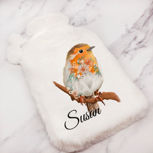 Load image into Gallery viewer, Robin Floral Hot Water Bottle Cover
