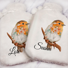 Load image into Gallery viewer, Robin Floral Hot Water Bottle Cover
