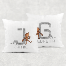 Load image into Gallery viewer, Robot Alphabet Cushion Linen White Canvas
