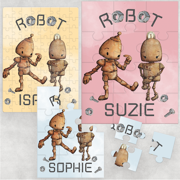 Robot Couple Jigsaw Various Sizes & Pieces