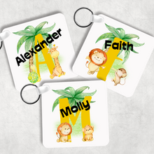 Load image into Gallery viewer, Safari Jungle Alphabet Personalised Keyring Bag Tag
