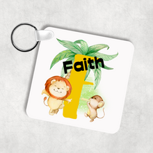 Load image into Gallery viewer, Safari Jungle Alphabet Personalised Keyring Bag Tag
