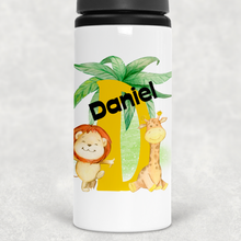 Load image into Gallery viewer, Safari Jungle Alphabet Personalised Aluminium Straw Water Bottle 650ml
