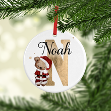 Load image into Gallery viewer, Santa Bear Alphabet Christmas Ceramic Bauble
