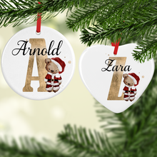 Load image into Gallery viewer, Santa Bear Alphabet Christmas Ceramic Bauble
