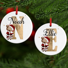 Load image into Gallery viewer, Santa Bear Alphabet Christmas Ceramic Bauble
