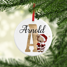 Load image into Gallery viewer, Santa Bear Alphabet Christmas Ceramic Bauble
