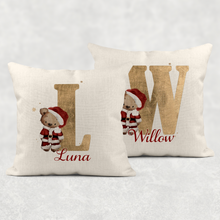 Load image into Gallery viewer, Santa Bear Alphabet Christmas Cushion
