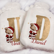 Load image into Gallery viewer, Santa Bear Alphabet Christmas Hot Water Bottle Cover
