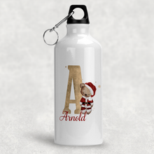 Load image into Gallery viewer, Santa Bear Alphabet Christmas Personalised Aluminium Water Bottle 400/600ml
