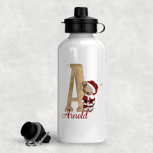 Load image into Gallery viewer, Santa Bear Alphabet Christmas Personalised Aluminium Water Bottle 400/600ml
