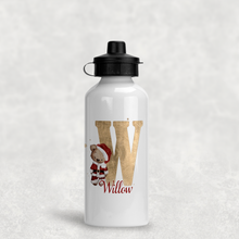 Load image into Gallery viewer, Santa Bear Alphabet Christmas Personalised Aluminium Water Bottle 400/600ml
