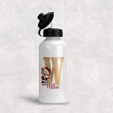 Load image into Gallery viewer, Santa Bear Alphabet Christmas Personalised Aluminium Water Bottle 400/600ml
