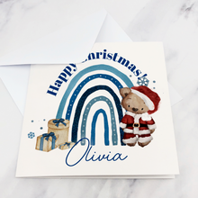 Load image into Gallery viewer, Santa Bear Rainbow Christmas Card
