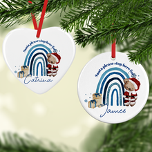 Load image into Gallery viewer, Santa Bear Christmas Rainbow Ceramic Bauble
