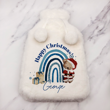 Load image into Gallery viewer, Santa Bear Rainbow Christmas Hot Water Bottle Cover
