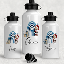 Load image into Gallery viewer, Santa Bear Rainbow Christmas Personalised Aluminium Water Bottle 400/600ml
