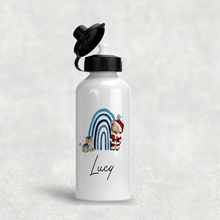 Load image into Gallery viewer, Santa Bear Rainbow Christmas Personalised Aluminium Water Bottle 400/600ml
