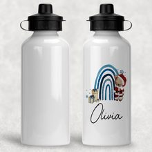 Load image into Gallery viewer, Santa Bear Rainbow Christmas Personalised Aluminium Water Bottle 400/600ml
