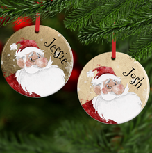 Load image into Gallery viewer, Santa Claus Personalised Ceramic Round or Heart Christmas Bauble
