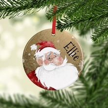 Load image into Gallery viewer, Santa Claus Personalised Ceramic Round or Heart Christmas Bauble
