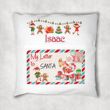 Load image into Gallery viewer, Christmas Letter Festive Personalised Pocket Book Cushion Cover White Canvas
