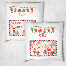 Load image into Gallery viewer, Christmas Letter Festive Personalised Pocket Book Cushion Cover White Canvas
