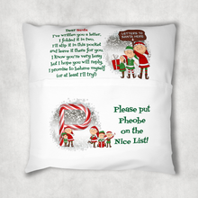 Load image into Gallery viewer, Christmas Letters to Santa Personalised Pocket Book Cushion Cover White Canvas
