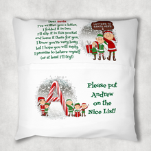 Load image into Gallery viewer, Christmas Letters to Santa Personalised Pocket Book Cushion Cover White Canvas
