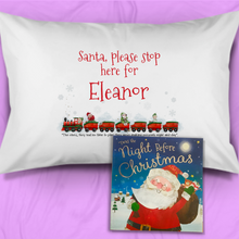 Load image into Gallery viewer, Santa Stop Here Personalised Christmas Eve Pillow Case &amp; Book
