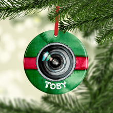 Load image into Gallery viewer, Santa/Elf Camera Christmas Ceramic Bauble
