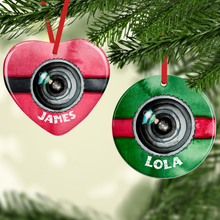 Load image into Gallery viewer, Santa/Elf Camera Christmas Ceramic Bauble
