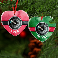 Load image into Gallery viewer, Santa/Elf Camera Christmas Ceramic Bauble
