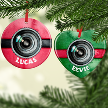 Load image into Gallery viewer, Santa/Elf Camera Christmas Ceramic Bauble
