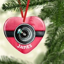 Load image into Gallery viewer, Santa/Elf Camera Christmas Ceramic Bauble
