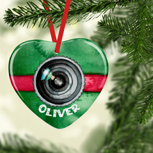 Load image into Gallery viewer, Santa/Elf Camera Christmas Ceramic Bauble
