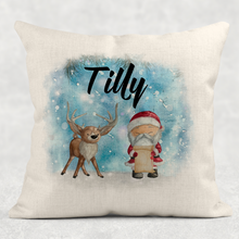 Load image into Gallery viewer, Santa &amp; Reindeer Alphabet Personalised Christmas Cushion
