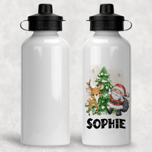 Load image into Gallery viewer, Santa &amp; Reindeer Christmas Personalised Aluminium Water Bottle 400/600ml
