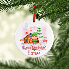Load image into Gallery viewer, Santa&#39;s Little Helper Personalised Ceramic Round or Heart Christmas Bauble
