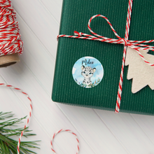 Load image into Gallery viewer, Snow Leopard Christmas Personalised Gift Stickers

