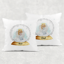 Load image into Gallery viewer, Snowglobe Guardian Angel Memorial Christmas Cushion Cover Linen White Canvas
