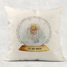 Load image into Gallery viewer, Snowglobe Guardian Angel Memorial Christmas Cushion Cover Linen White Canvas
