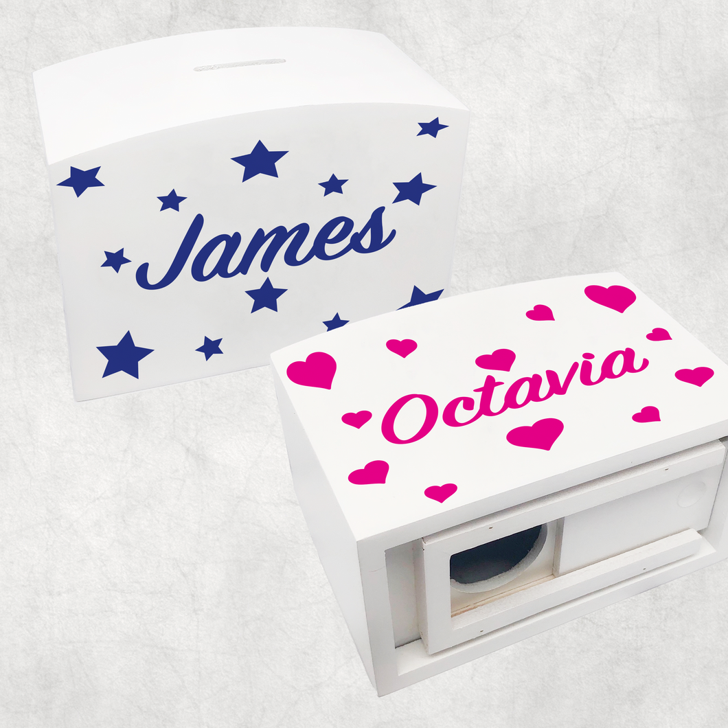 Star/Heart Personalised Wooden Money Box